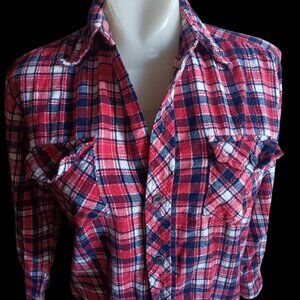 Vintage Women's Flannel Shirt Medium 1970's Plaid Spiegel All Cotton Country Top